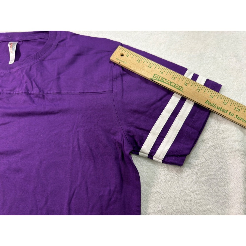 Royal Avalon Sport Mens Purple Football Jersey Style T-Shirt‎ Striped Sleeve L - Picture 5 of 8